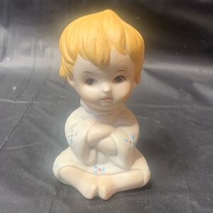 Charming Bisque Hand painted Piano Baby Cream and Yellow Child Figurine